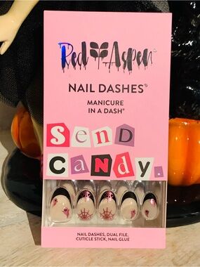 Red Aspen Nail Dashes Press-On Nails — Pink Send Candy Design